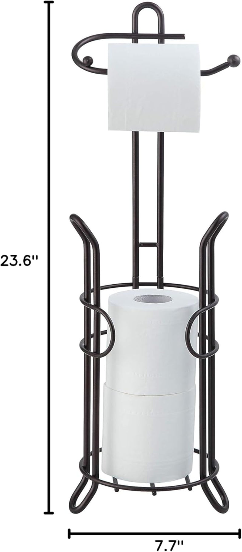 Freestanding Toilet Paper Holder with Storage – Holds 3 Spare Rolls, Heavy-Duty Steel, Oil Bronze Finish, Easy Assembly, Space-Saving Bathroom Organizer