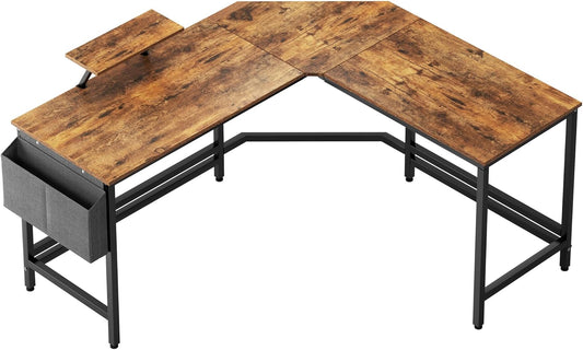Reversible L-Shaped Desk Large Corner Desk Folding Table Computer Desk Home Office Table Computer Workstation, Retro
