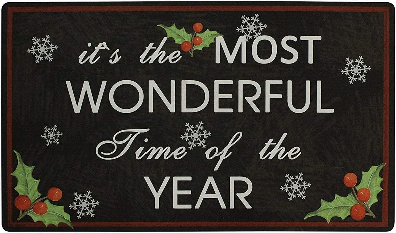 Durable Rubber Christmas Welcome Doormat Decorative Rug Entryway Kitchen Floor Patio Garage Door Mat 29" X 17" (It'S the Most Wonderful Time of the Year)