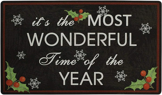 Durable Rubber Christmas Welcome Doormat Decorative Rug Entryway Kitchen Floor Patio Garage Door Mat 29" X 17" (It'S the Most Wonderful Time of the Year)