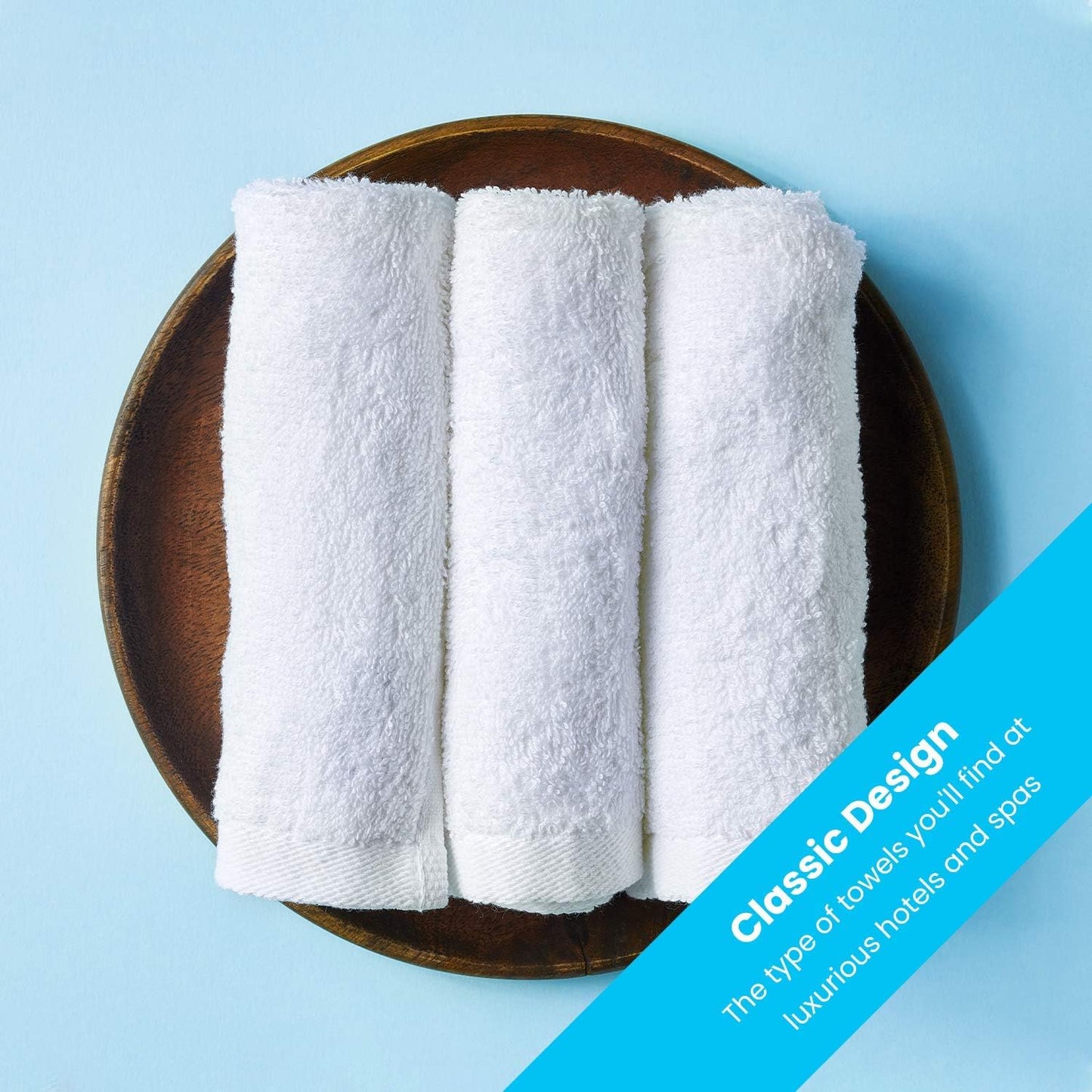 Wash Cloth Towels by Royal, 24-Pack, 100% Natural Cotton, 12 X 12, Soft and Absorbent, Machine Washable, White (24 Pack)