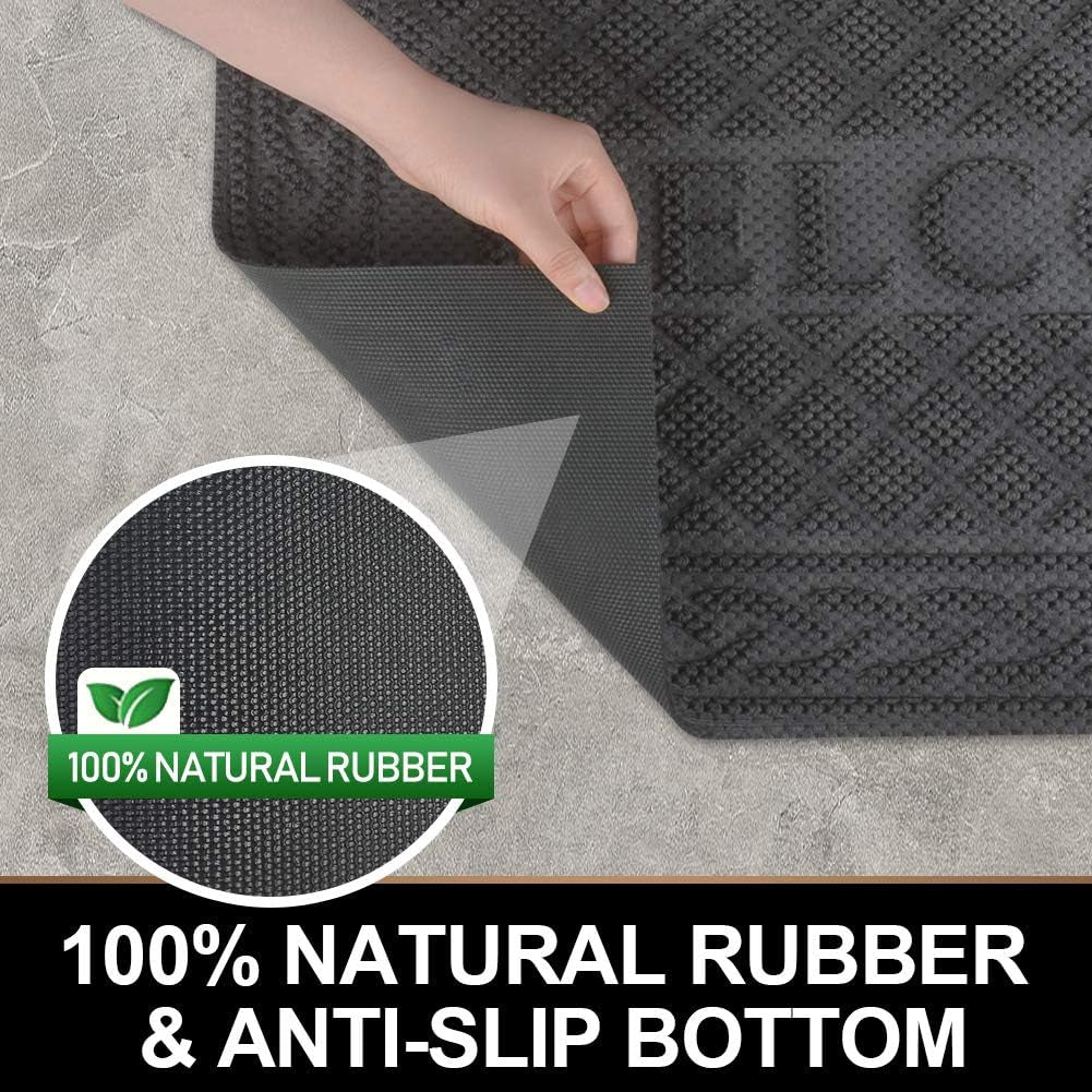Durable Door Mat, Welcome Mats Outdoor, Front Door Mats Entrance, Rubber Welcome Doormat, Entry outside for Entryway, Patio, High Traffic Areas, 24"X36", Gray