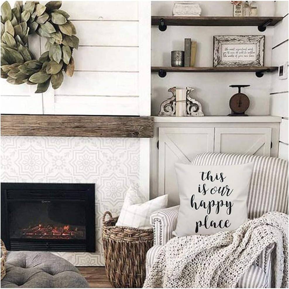 Farmhouse Pillow Covers Quote Throw Pillow Case Cotton Linen Farm Cushion Cover for Couch Sofa Bed 18X18 Set of 4 Farmhouse Decor Housewarming Gifts