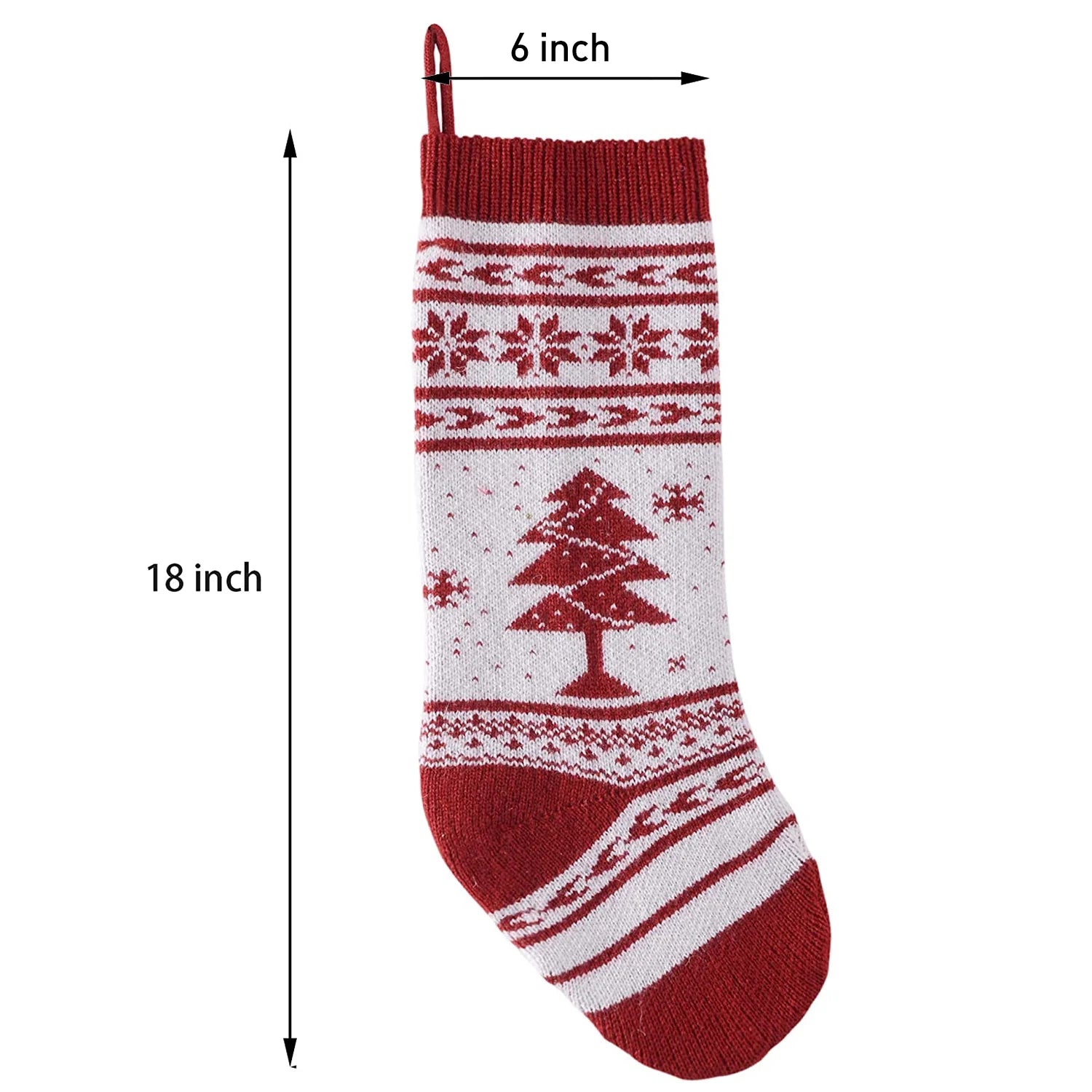 4 Pieces 18" Knit Christmas Stockings Reindeer Christmas Tree Snowflakes Knitted Stocking Christmas Ornaments Hanging Rustic Stocking Decorations Tree