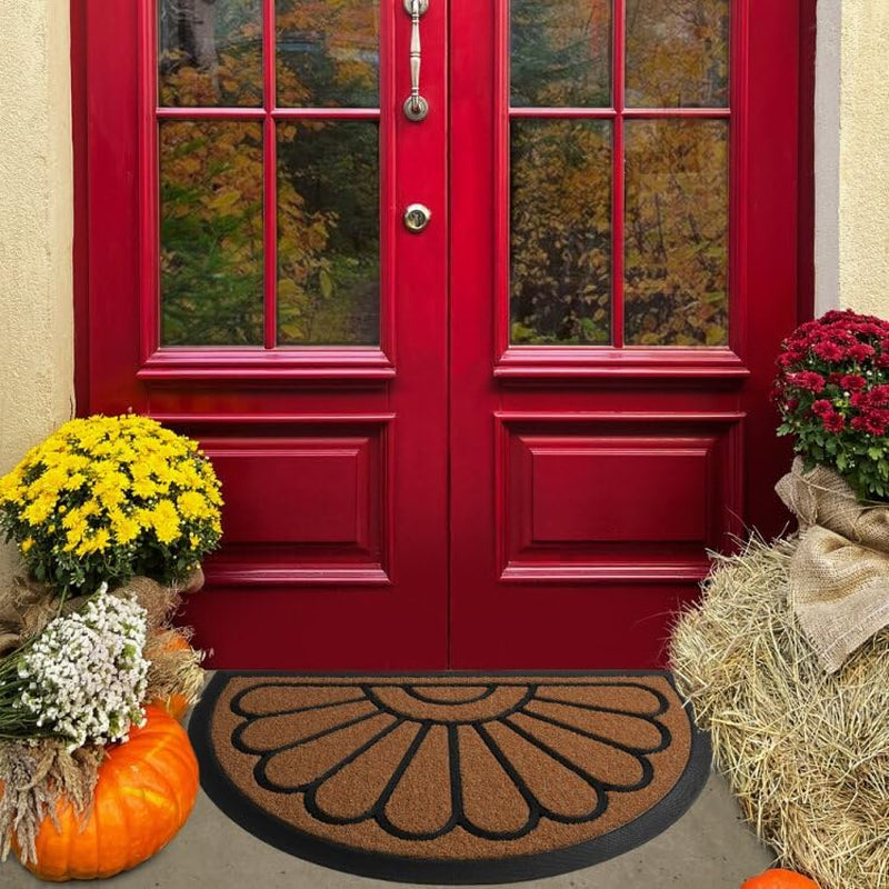 Front Door Mat - Low Pile Front Door Mat outside Entrance - Muddy Dirt Trapping Welcome Matt Outdoor - Rubber Backing anti Slip Indoor Doormat Entrance, 30" X 17", Bright Brown