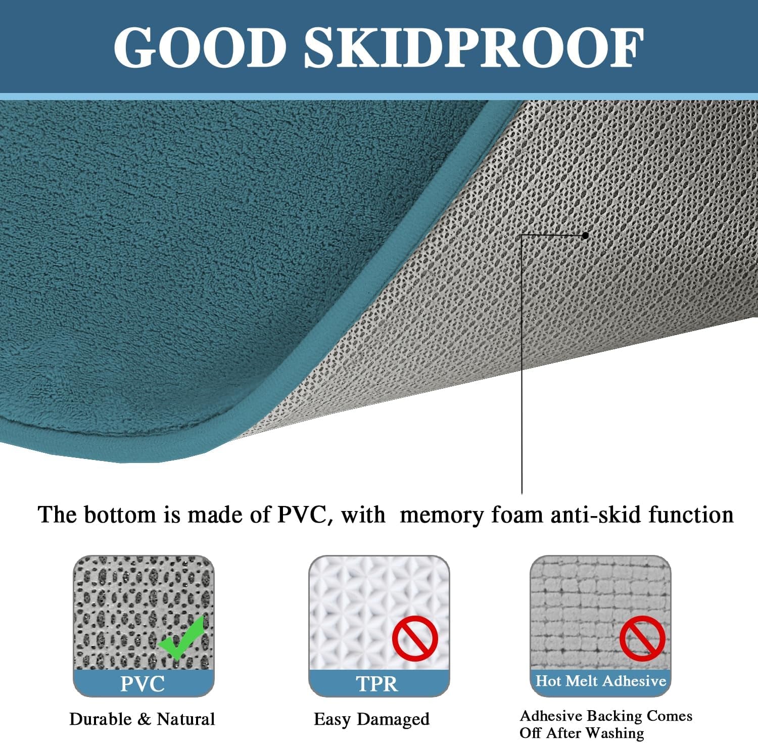 2 Pack Non Slip Memory Foam Bathroom Rugs Non Slip Bath Mat Set Absorbent Super Cozy, Flannel Bathroom Rugs