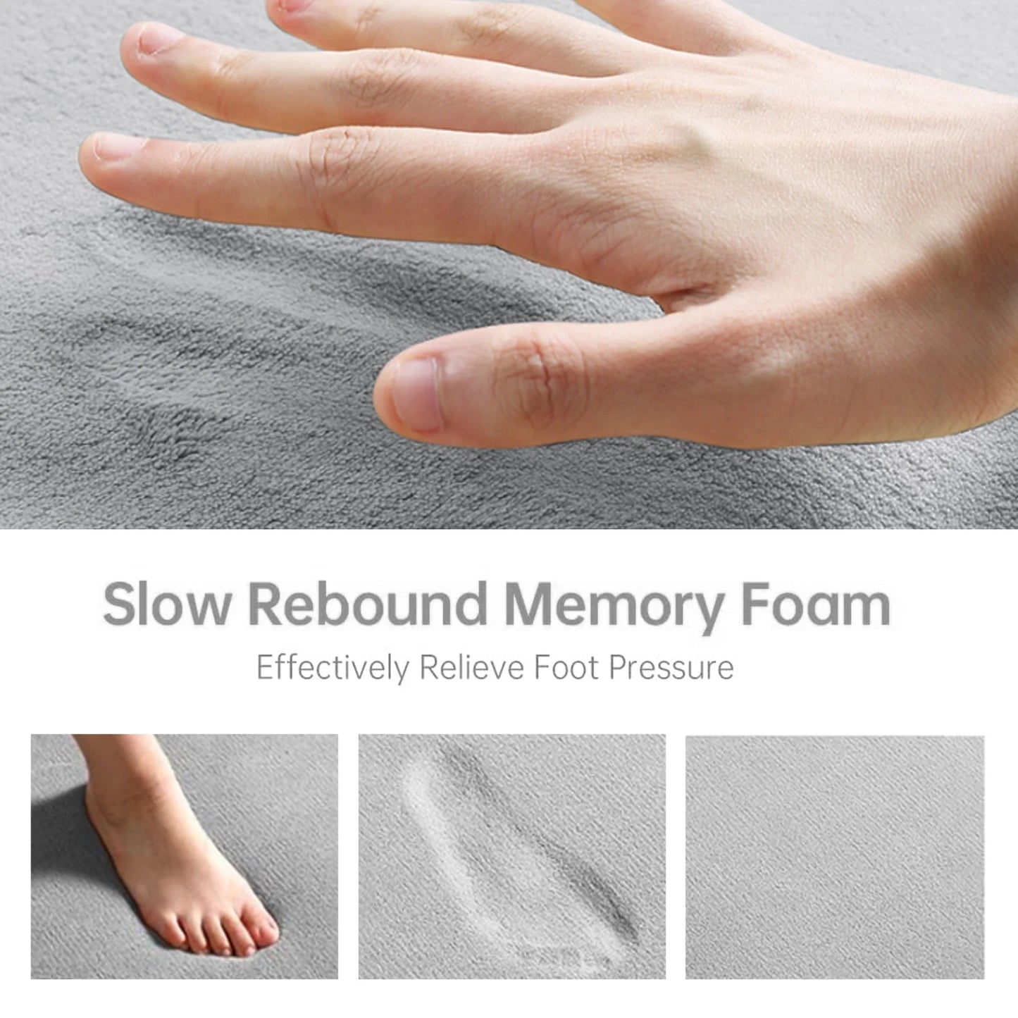Memory Foam Bath Mat Set - 3 Pcs Absorbent Non-Slip Bathroom Rugs (Small, Large & Contour)