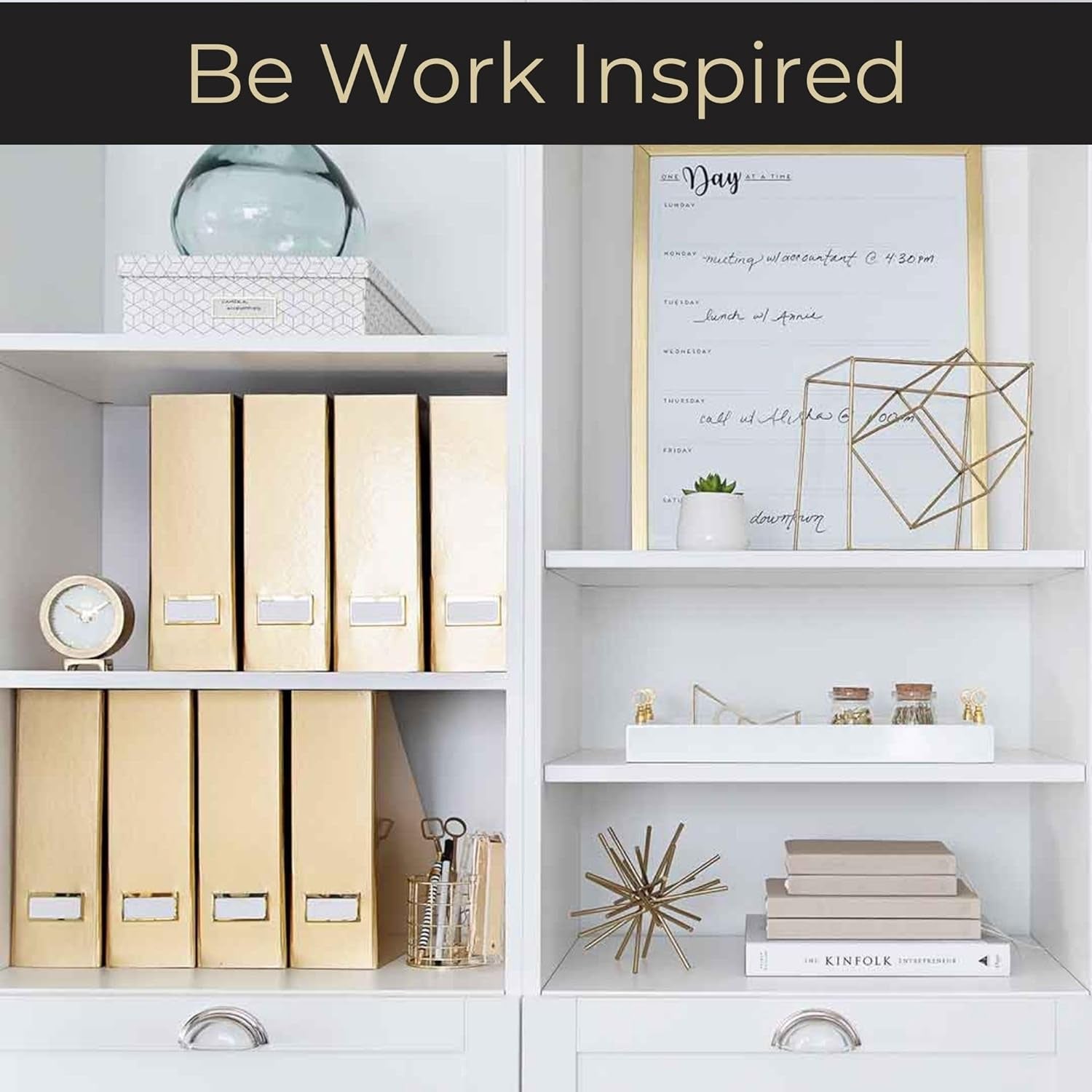 Gold Magazine File Holder Set of 4 – Stylish Desk Organizer for Home & Office - Elegant Office Supplies, Bookends & Durable File Holders for a Gold Office Decor