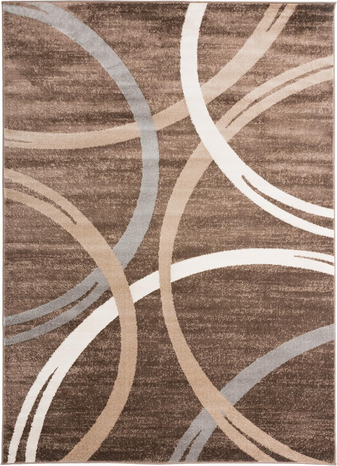 Modern Wavy Circles Design Area Rug 10' X 14' Brown