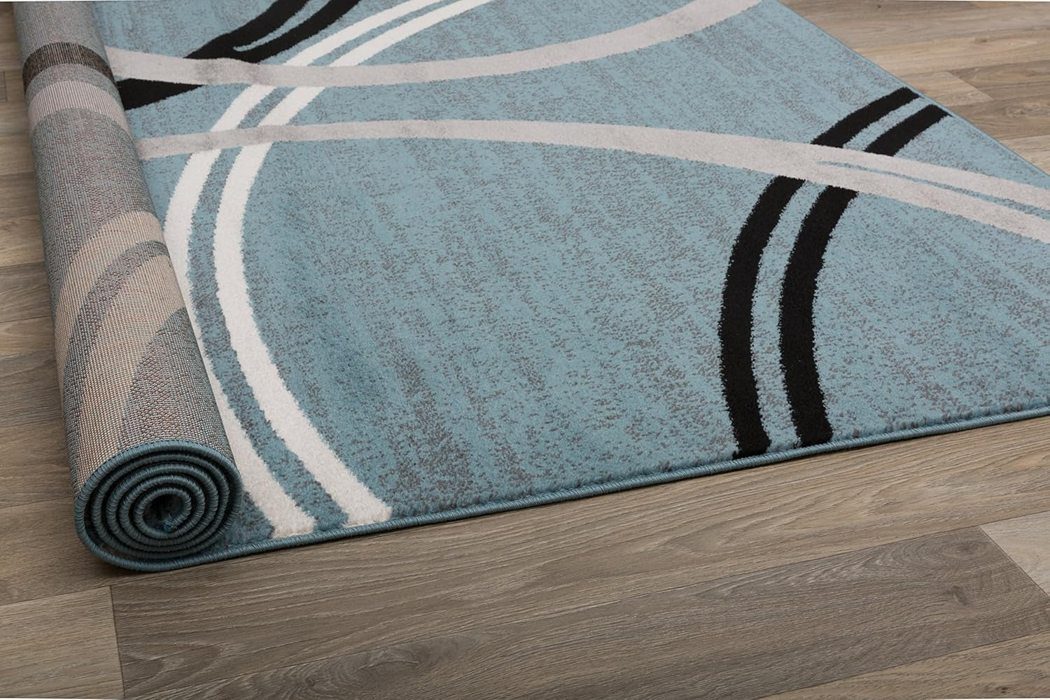 Modern Wavy Circles Design Area Rug 6'6" X 9' Blue