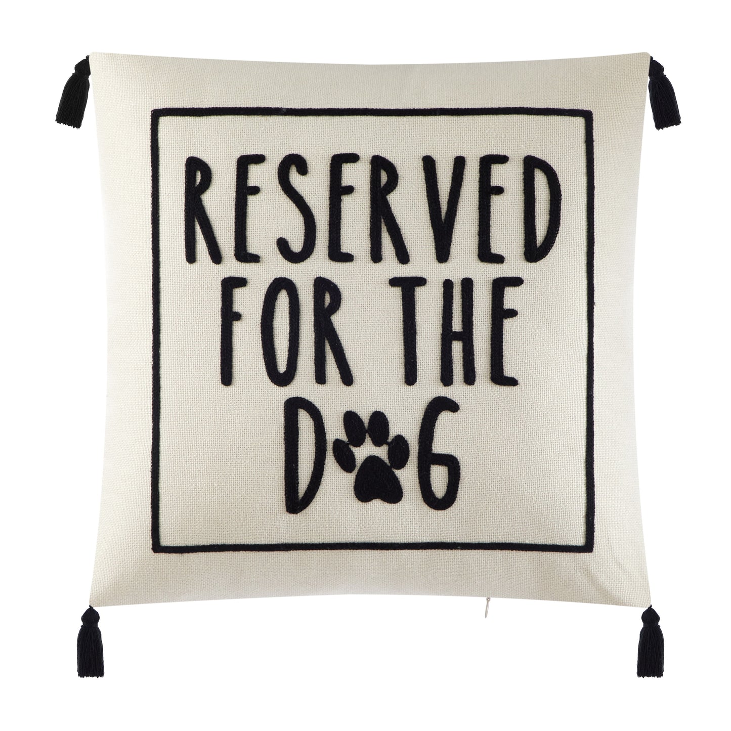 (4 Pack)  Black and White Reserved for Dog Square Decorative Pillow for Adults, 18 in X 18 In