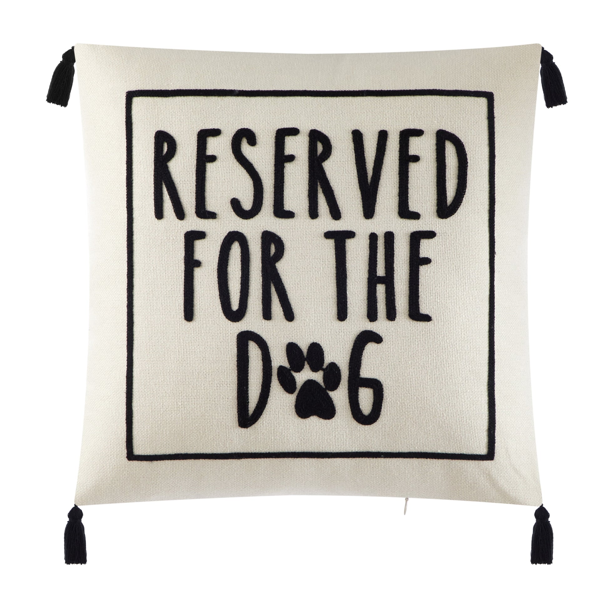 (4 Pack)  Black and White Reserved for Dog Square Decorative Pillow for Adults, 18 in X 18 In