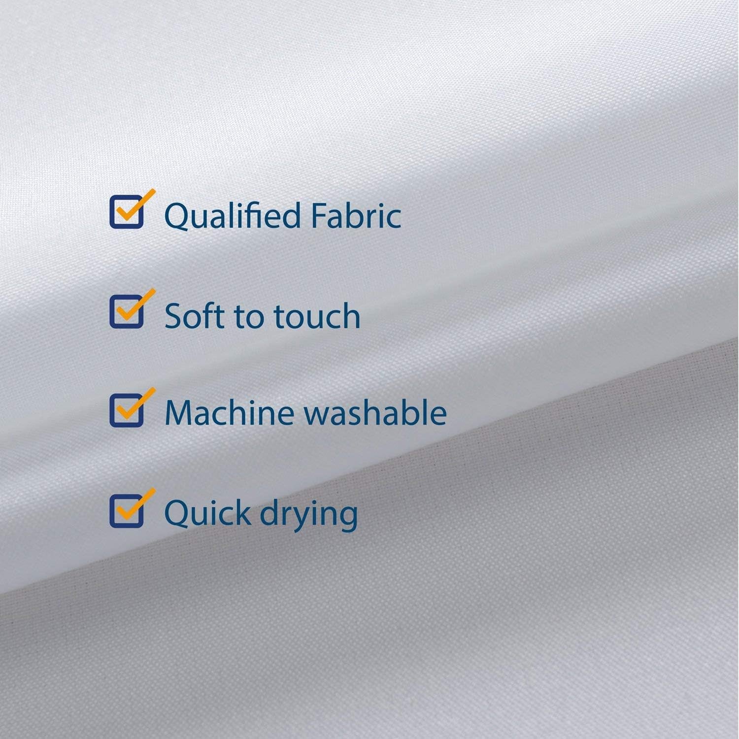 Fabric Shower Curtain Liner Extra Long Stall Size 54 Width by 80 Length Inches, Hotel Quality, Washable, White Bathroom Curtains with Grommets, 54X80