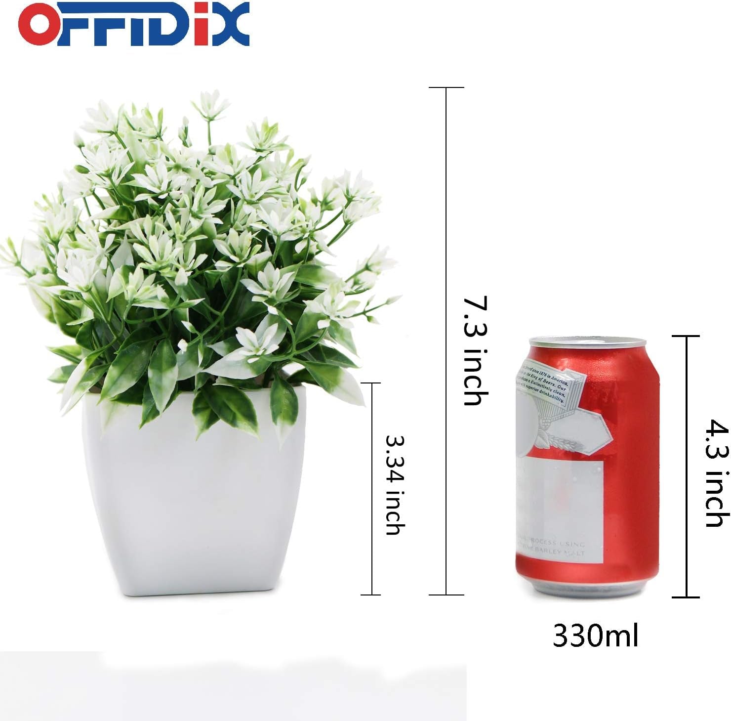Artificial Plants,Mini Artifical Flower with Plastic White Square Pots Office Plant Topiary Shrubs Fake Plants for Bathroom,House Decorations