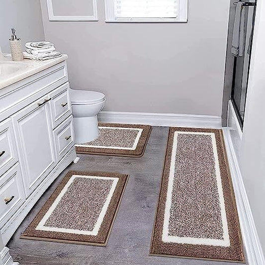 3 Piece Bath Mat Set Bathroom Rugs, Non 18"X26"+18"X48