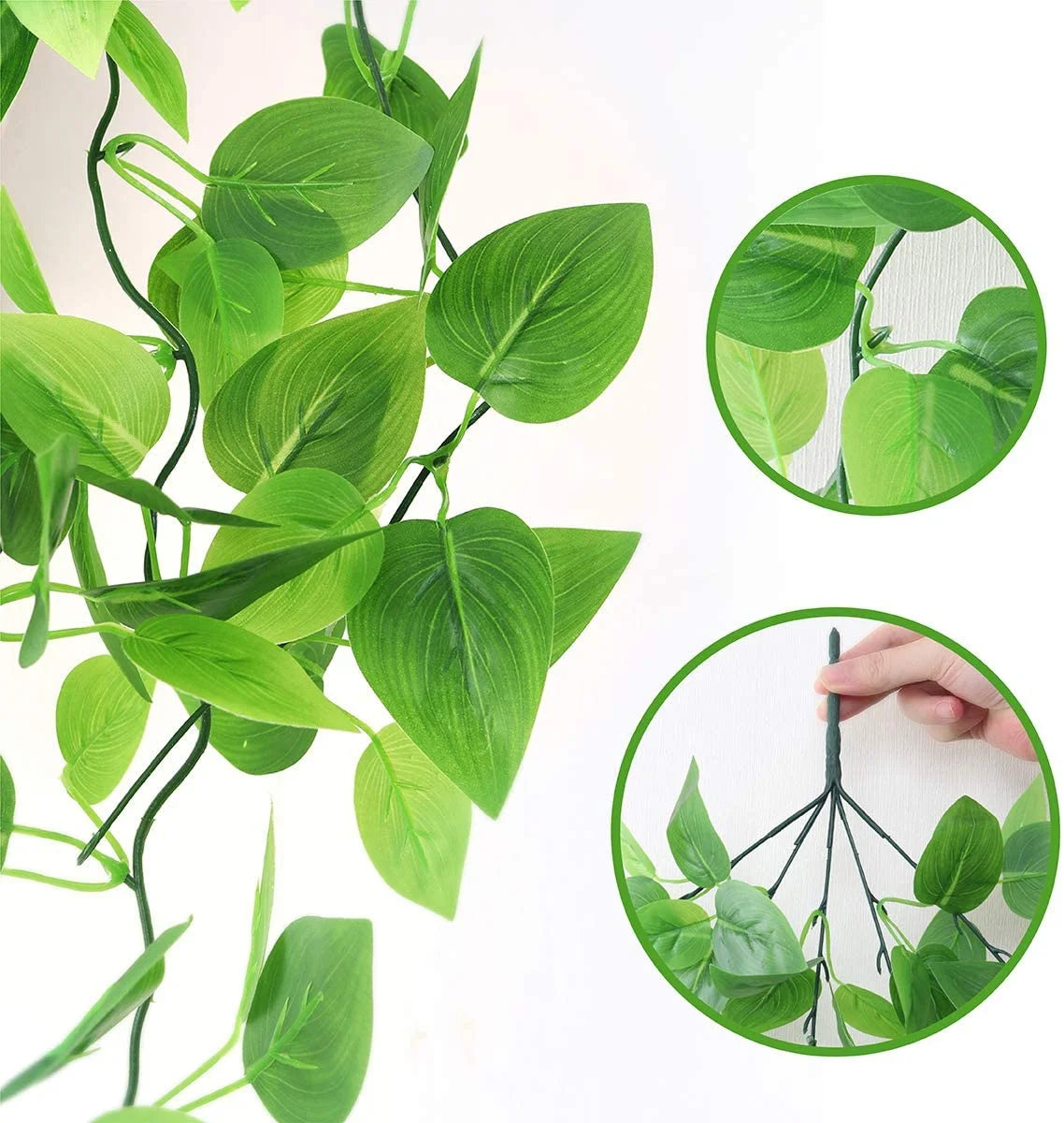 2 Pack Artificial Hanging Plants with Baskets, Fake Hanging Ivy Vine Wall Hanging Plants Greenery for Home Garden Room Wedding Decorations