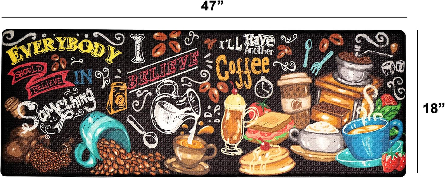 Artistic Beautiful anti Fatigue Kitchen Floor Mat - Unique Floor Mats - Pain Relief Padded Kitchen Mats - Floor Mats for in Front of Sink - Memory Foam 47" X 17.5" X 10Mm Coffee