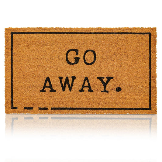 Go Away Doormat, Funny Front Door Welcome Mat for Outdoor Porch or Patio, Natural Coco Coir (17 X 30 In)