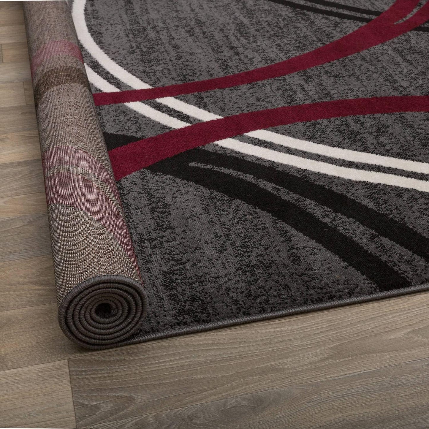 Modern Wavy Circles Design Area Rug 10' X 14' Red