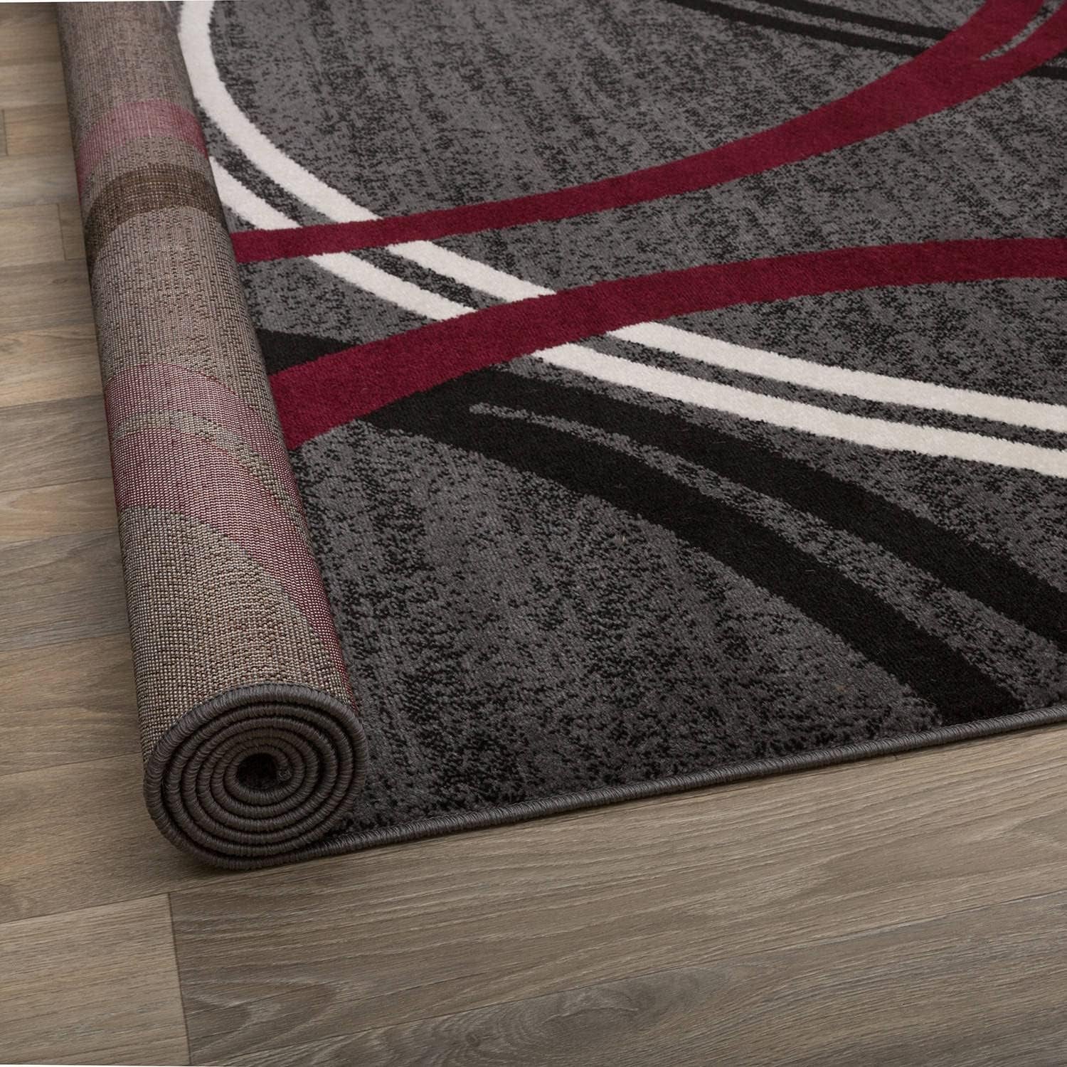Modern Wavy Circles Design Area Rug 10' X 14' Red