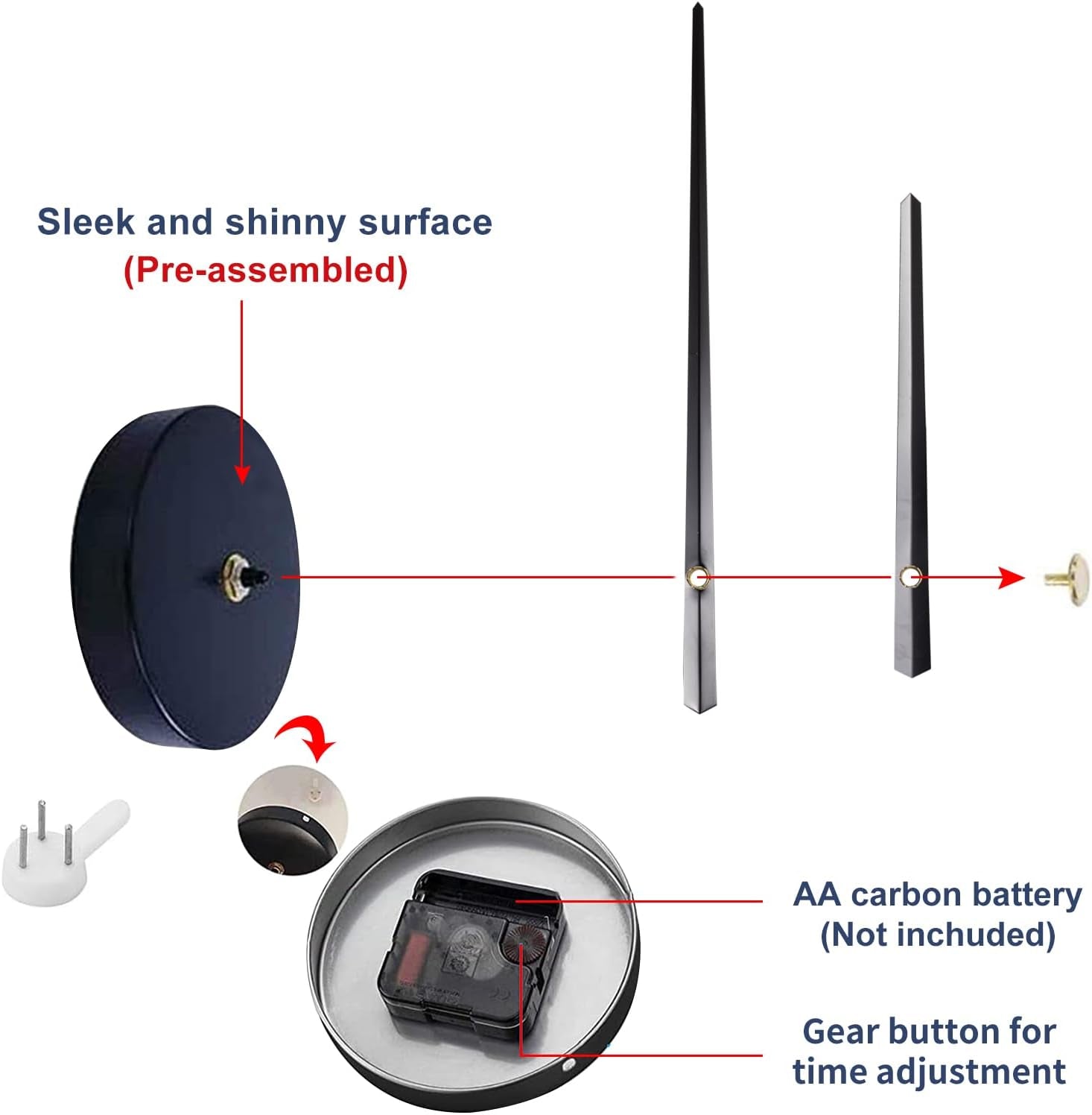 20-28 Inch DIY Wall Clock 3D Frameless Silent Non-Ticking, Modern Battery Operated Wall Clocks for Living Room, Bedroom, Office, and Home Decoration (Black)