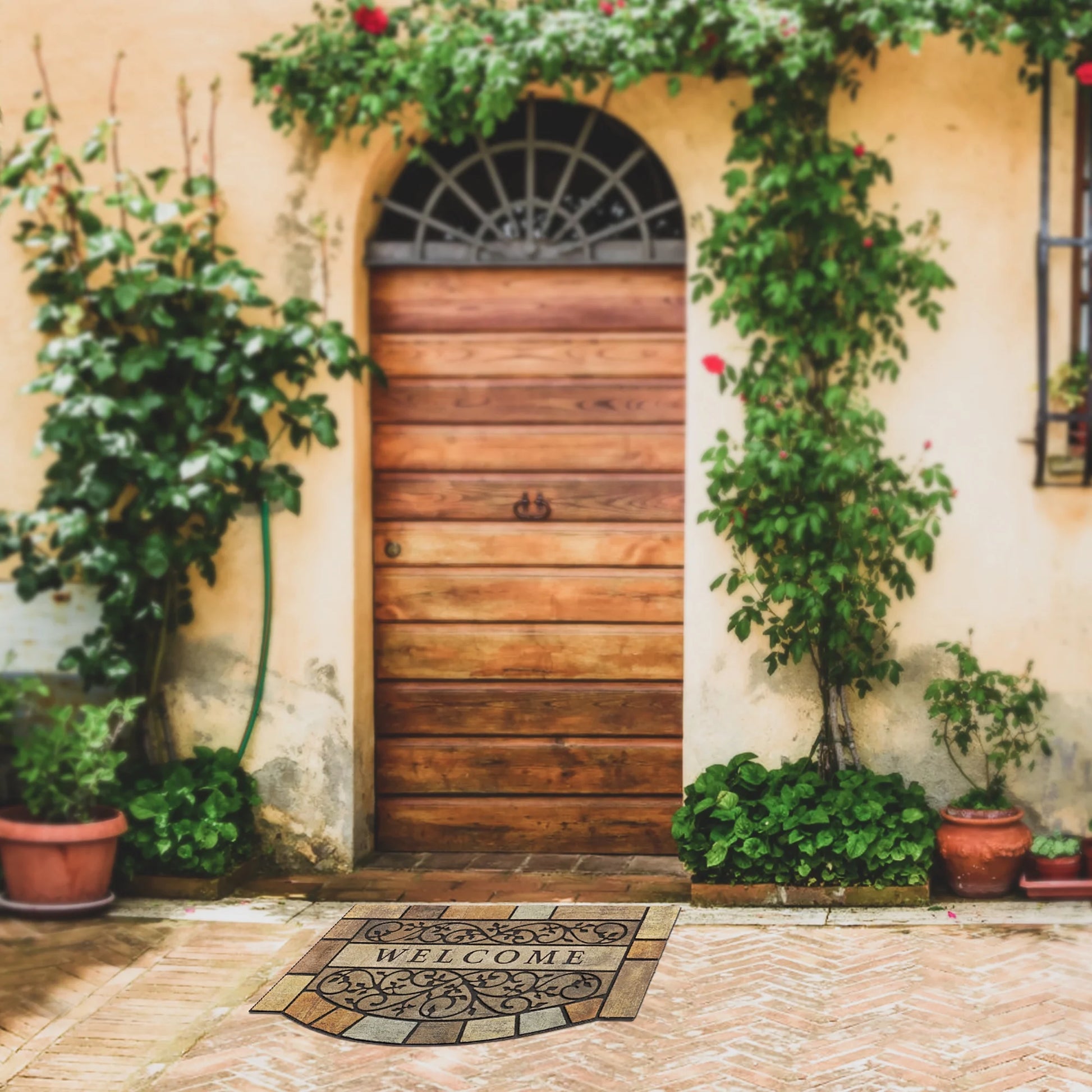 Welcome Mats Outdoor Durable Door Mats, 36" X 24" Modern Texture Doormat with Non-Slip Rubber Backing