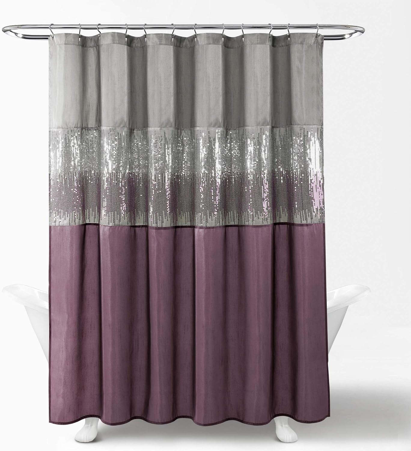 Night Sky Shower Curtain, 72" X 72", Gray & Purple