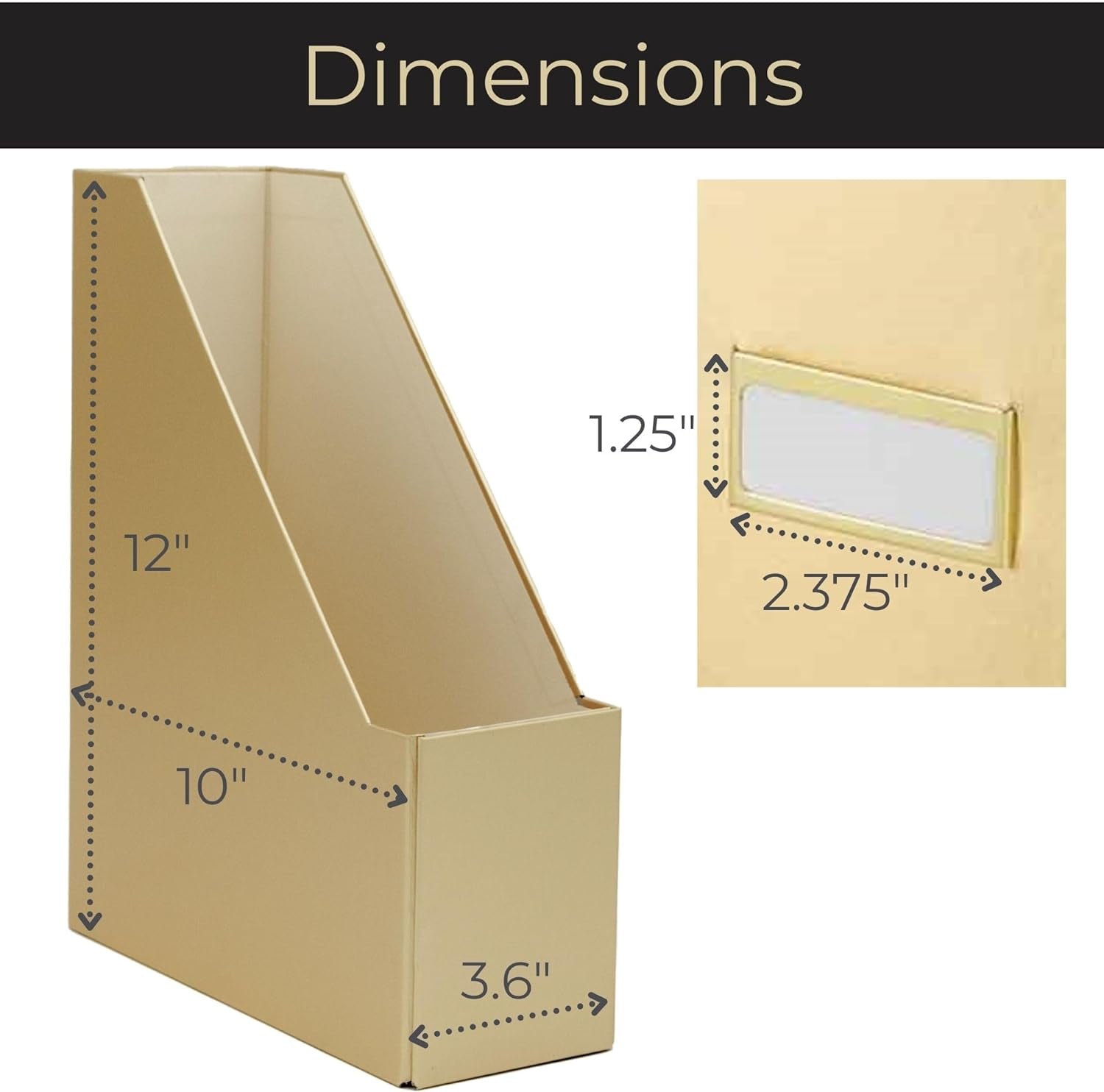 Gold Magazine File Holder Set of 4 – Stylish Desk Organizer for Home & Office - Elegant Office Supplies, Bookends & Durable File Holders for a Gold Office Decor