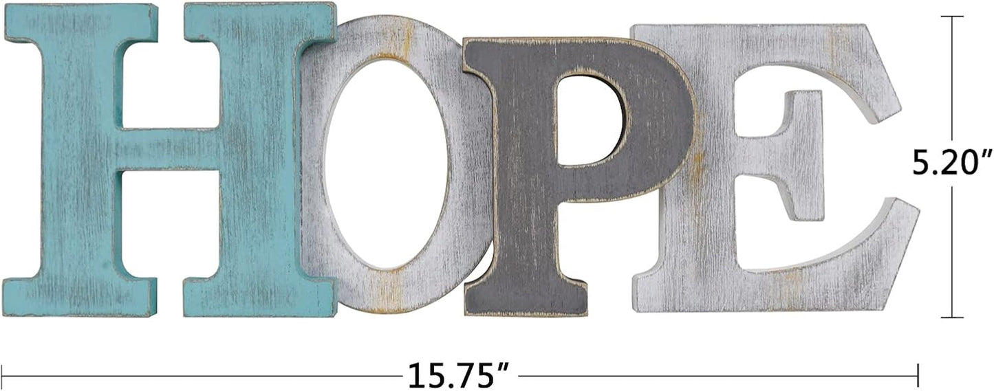 Rustic Wood Home Sign Décor, Decorative Block Word Sign Home Letters Sign, Hanging Wooden Home Cutout Word Sign Wall Décor Home Wall Decoration (Hope)