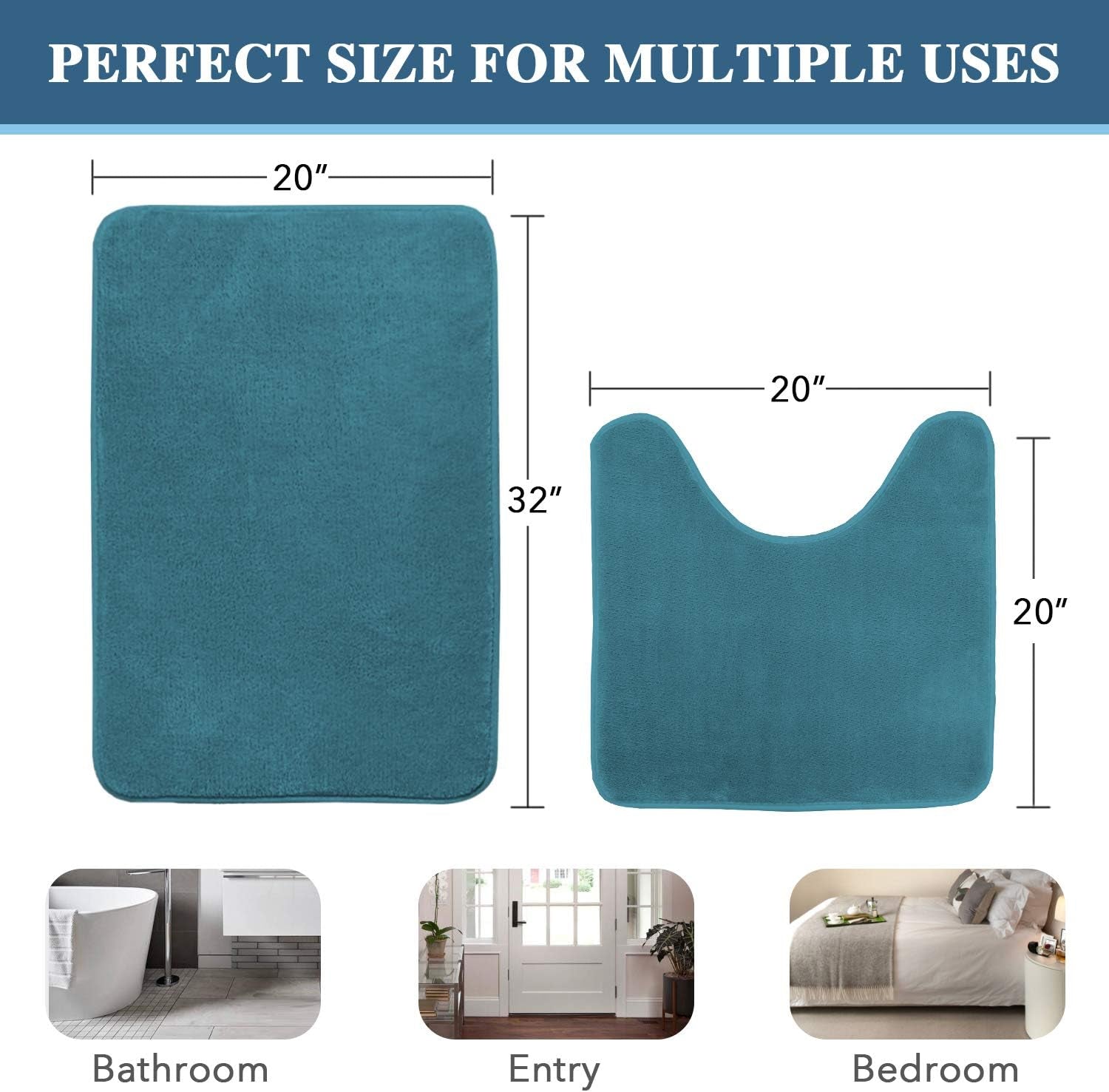 2 Pack Non Slip Memory Foam Bathroom Rugs Non Slip Bath Mat Set Absorbent Super Cozy, Flannel Bathroom Rugs