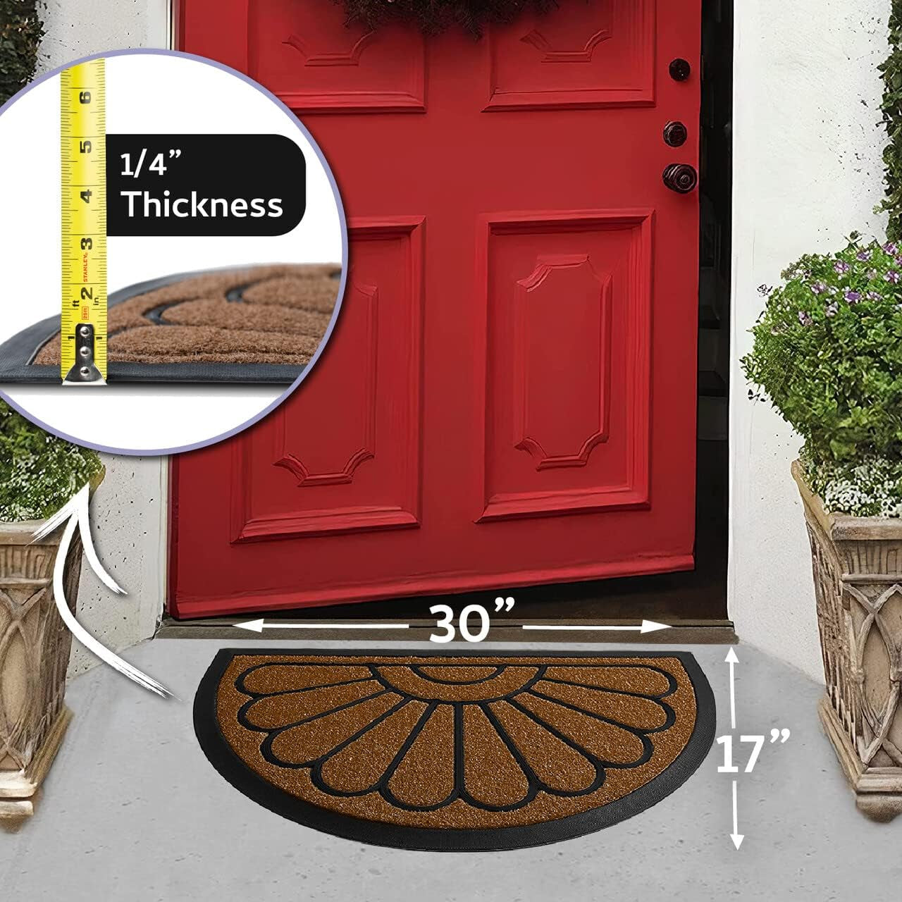 Front Door Mat - Low Pile Front Door Mat outside Entrance - Muddy Dirt Trapping Welcome Matt Outdoor - Rubber Backing anti Slip Indoor Doormat Entrance, 30" X 17", Bright Brown