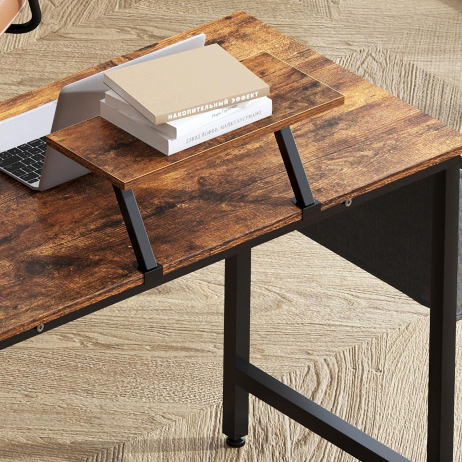Reversible L-Shaped Desk Large Corner Desk Folding Table Computer Desk Home Office Table Computer Workstation, Retro