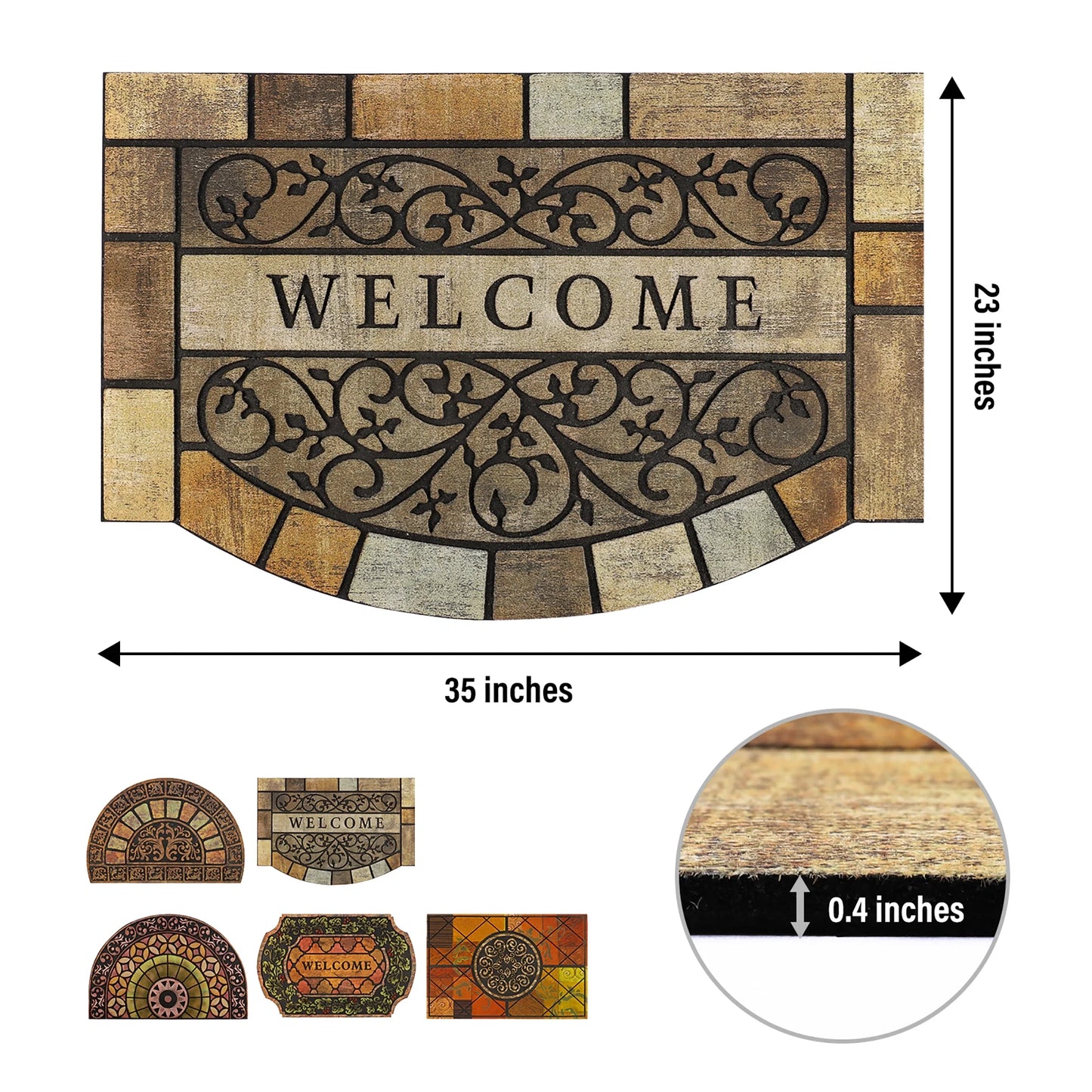 Welcome Mats Outdoor Durable Door Mats, 36" X 24" Modern Texture Doormat with Non-Slip Rubber Backing