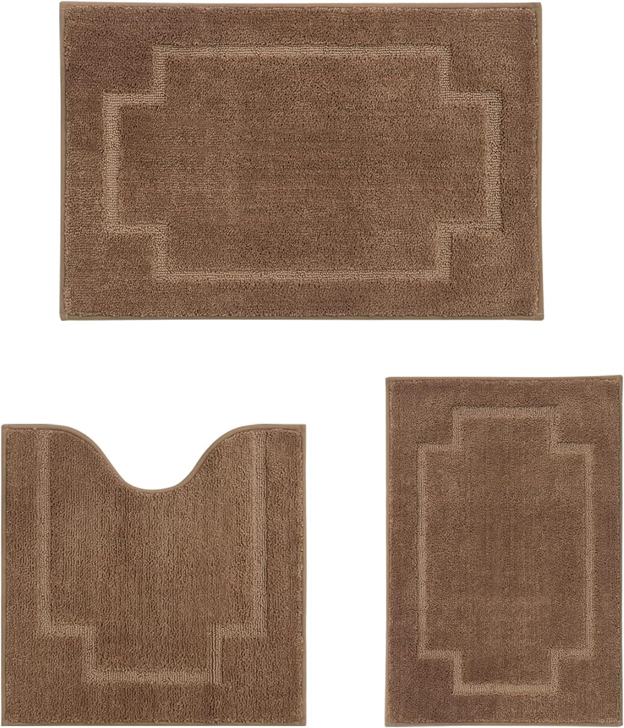 Bath Rugs Set 3 Pieces Bathroom Mat Soft Absorbent Plush Shaggy Soft Floor Non Slip Shower Bath Tub Machine Washable BARK