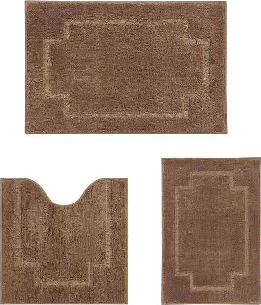 Bath Rugs Set 3 Pieces Bathroom Mat Soft Absorbent Plush Shaggy Soft Floor Non Slip Shower Bath Tub Machine Washable BARK