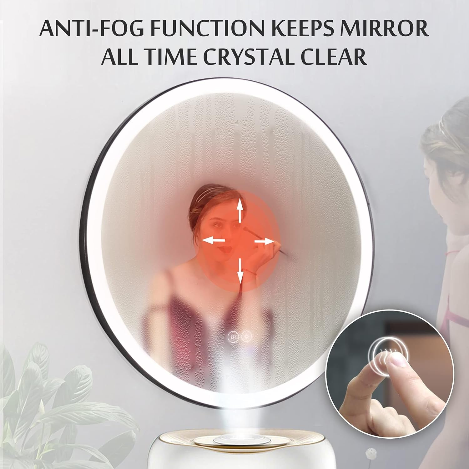 32X32 Inch round Bathroom Mirror Lighted Wall Mounted Mirror Waterproof LED Vanity Mirror with Lights (Horizontal & Vertical)