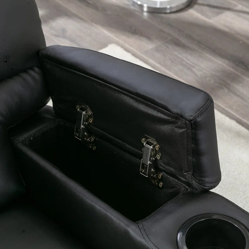 33.5" Wide Modern Faux Leather Soft Backrest Manual Release Recliner Chair with Massage & Storage & Cup Holder (Set of 2)