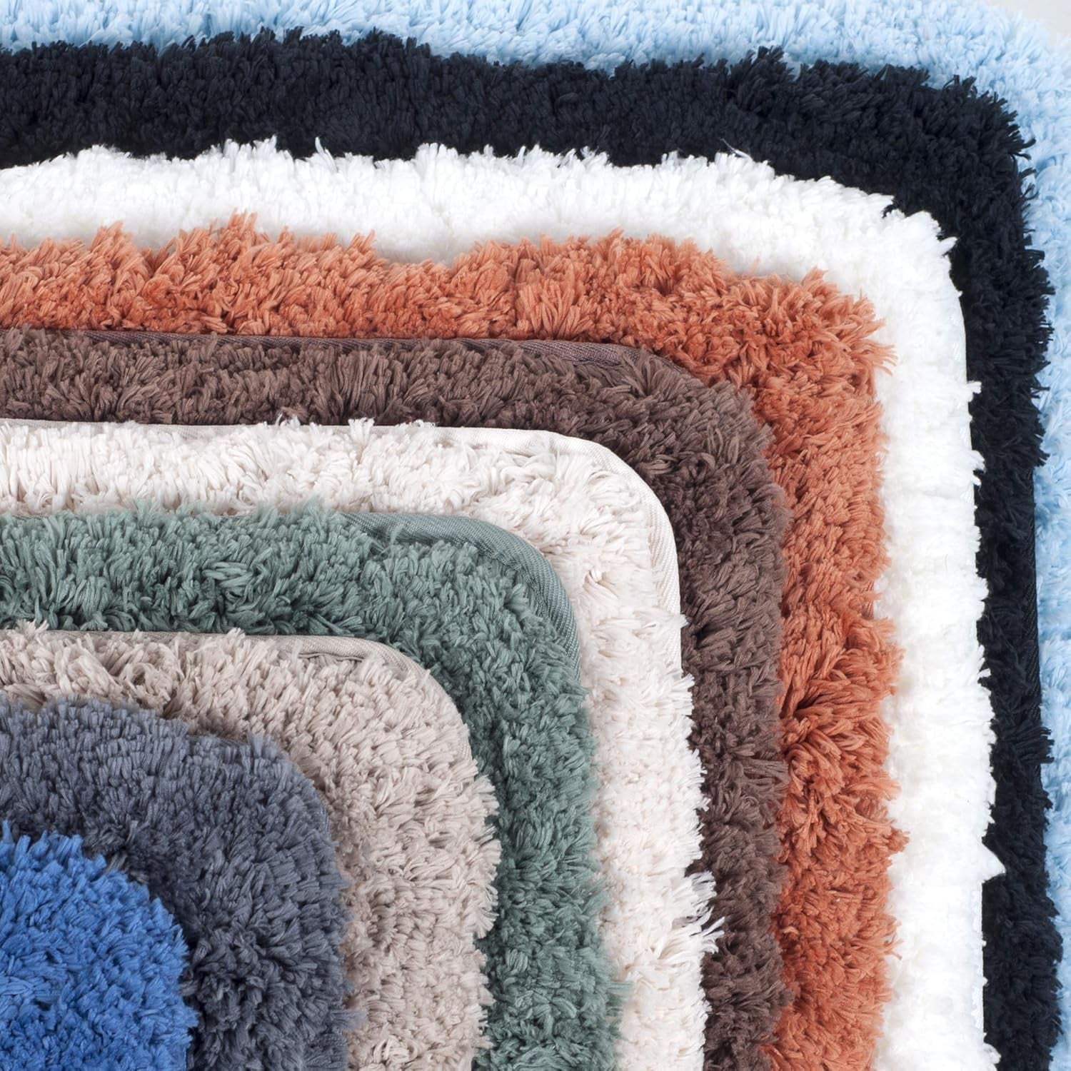 3-Piece Bathroom Rug Set – Non-Slip Bath Mat Set with Bath Rug, Contour Mat, and Toilet Lid Cover – Machine Washable Mats by  (Black)