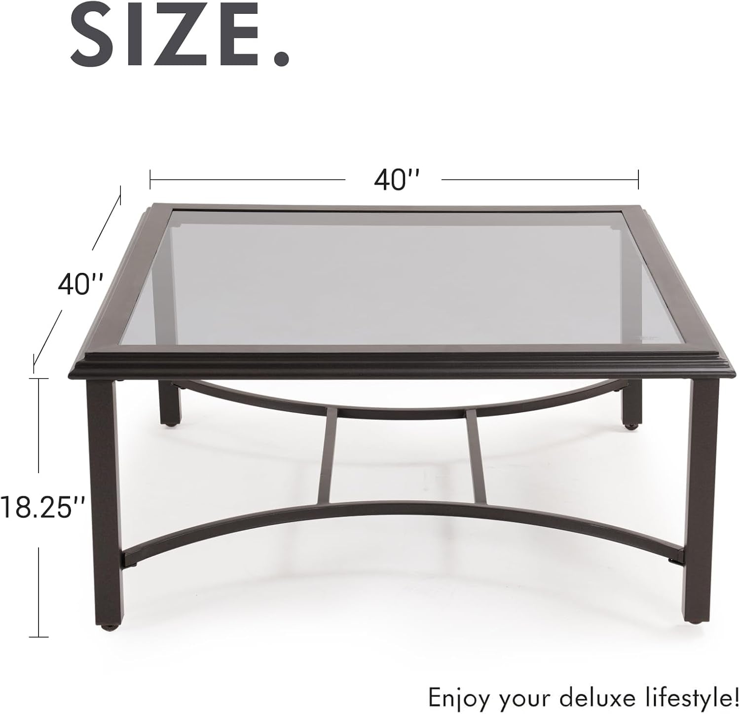 Outdoor Glass Coffee Table,Outdoor Furniture Coffee,Patio Garden Furniture Multi-Functional Tea Table with Tempered Glass Top, for Conversation-Square (Tea Table with Glass Top)