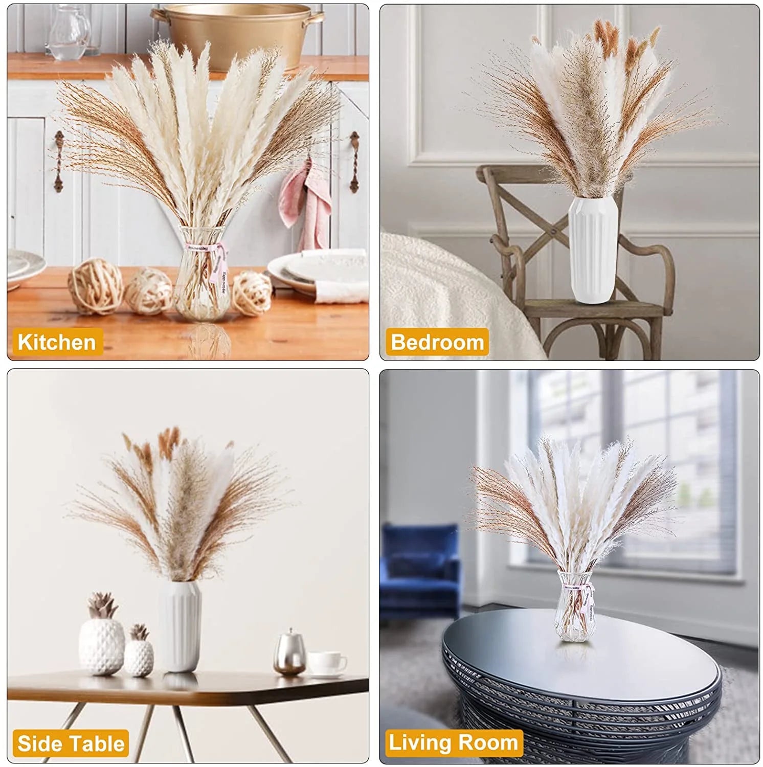 80 Pcs Natural Dried Pampas Grass Boho Home Decor Dried Reed Flowers for Wedding Floral Arrangements Wall Bathroom Decor Spring Decor