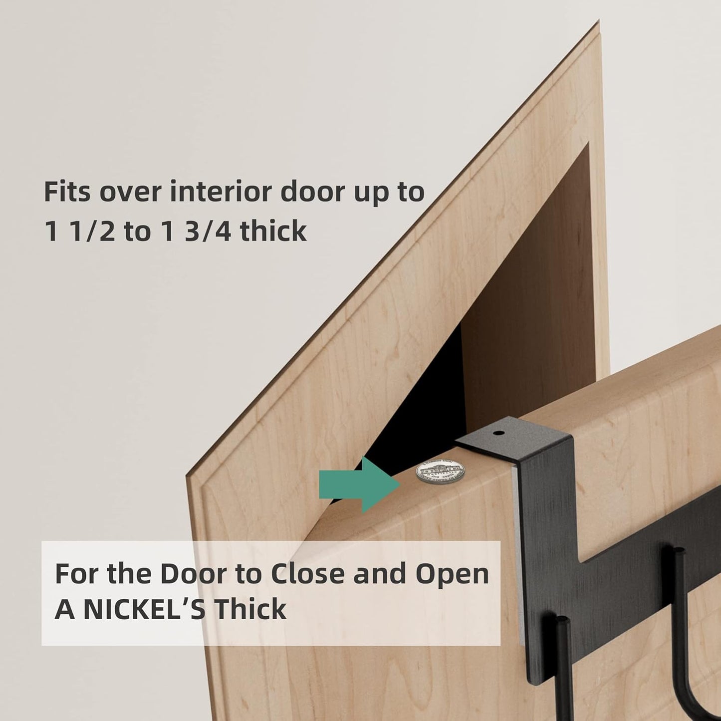 Over the Door Towel Rack,Over the Door Hooks,Heavy Duty Aluminum over the Door Hanger for Hanging Coat, Bag, Robe,Clothes,Towels,Hat - 5 Hooks, Brush Finish (Matte Black 1Pcs)