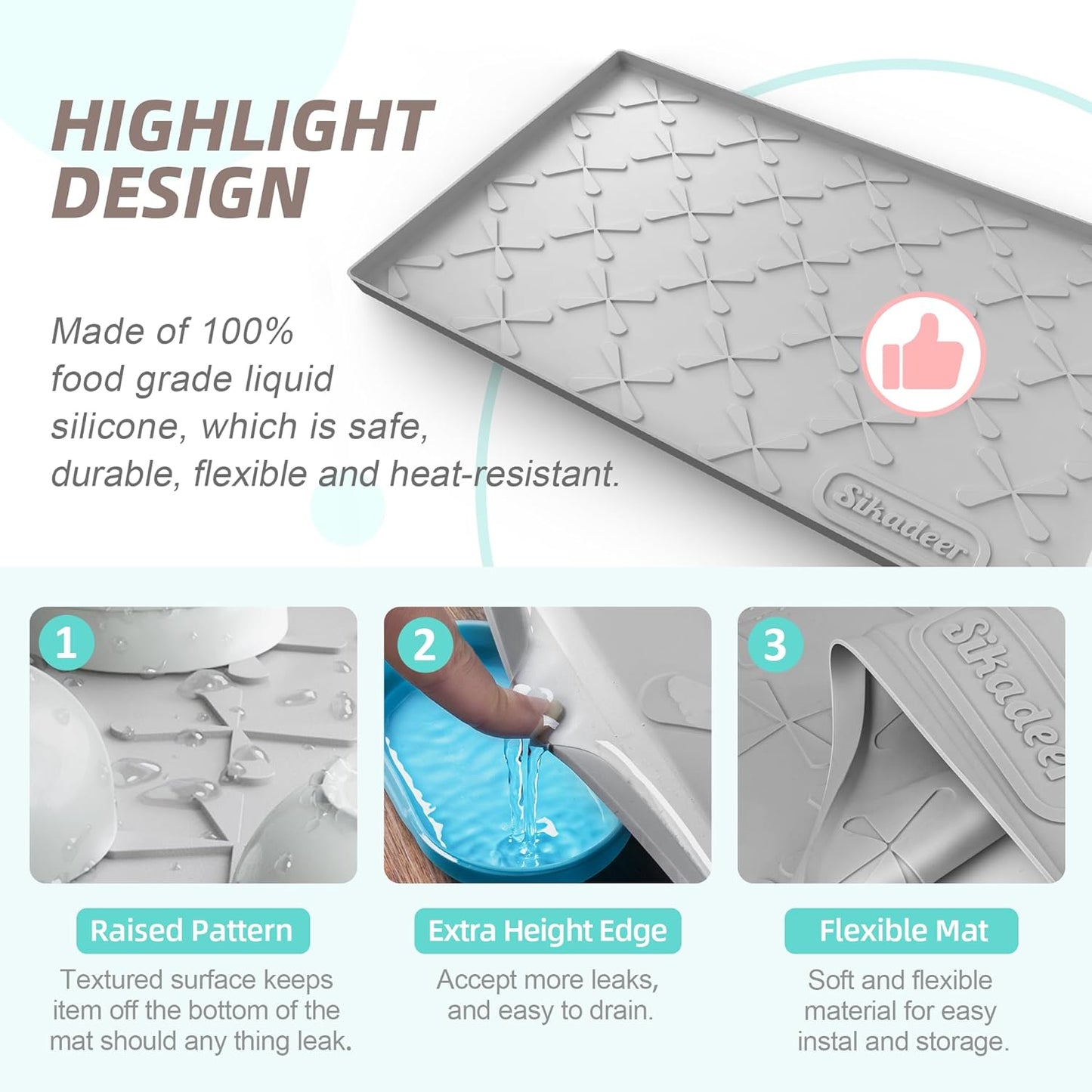 34" X 22" under Sink Mat Waterproof, Silicone Mat Kitchen Drawer Shelf and Cabinet Liner, Sink Protector for Kitchen Organizers and Storage, Boot Tray Pet Food Mats