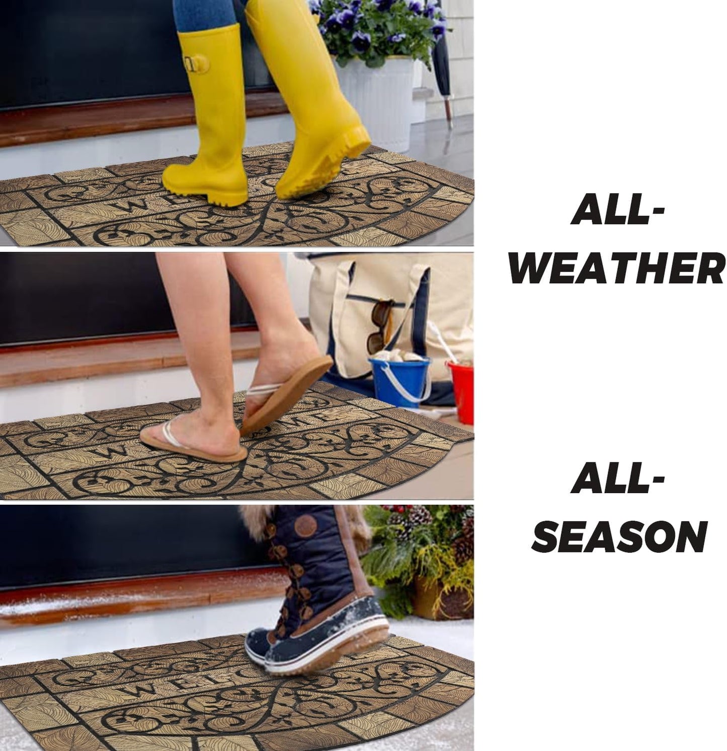 Durable Welcome Door Mats, 24"X36" Heavy-Duty Large Welcome Mat for Front Door with Non-Slip Rubber Backing, Door Mats for outside Entry High Traffic Area（Leaves）