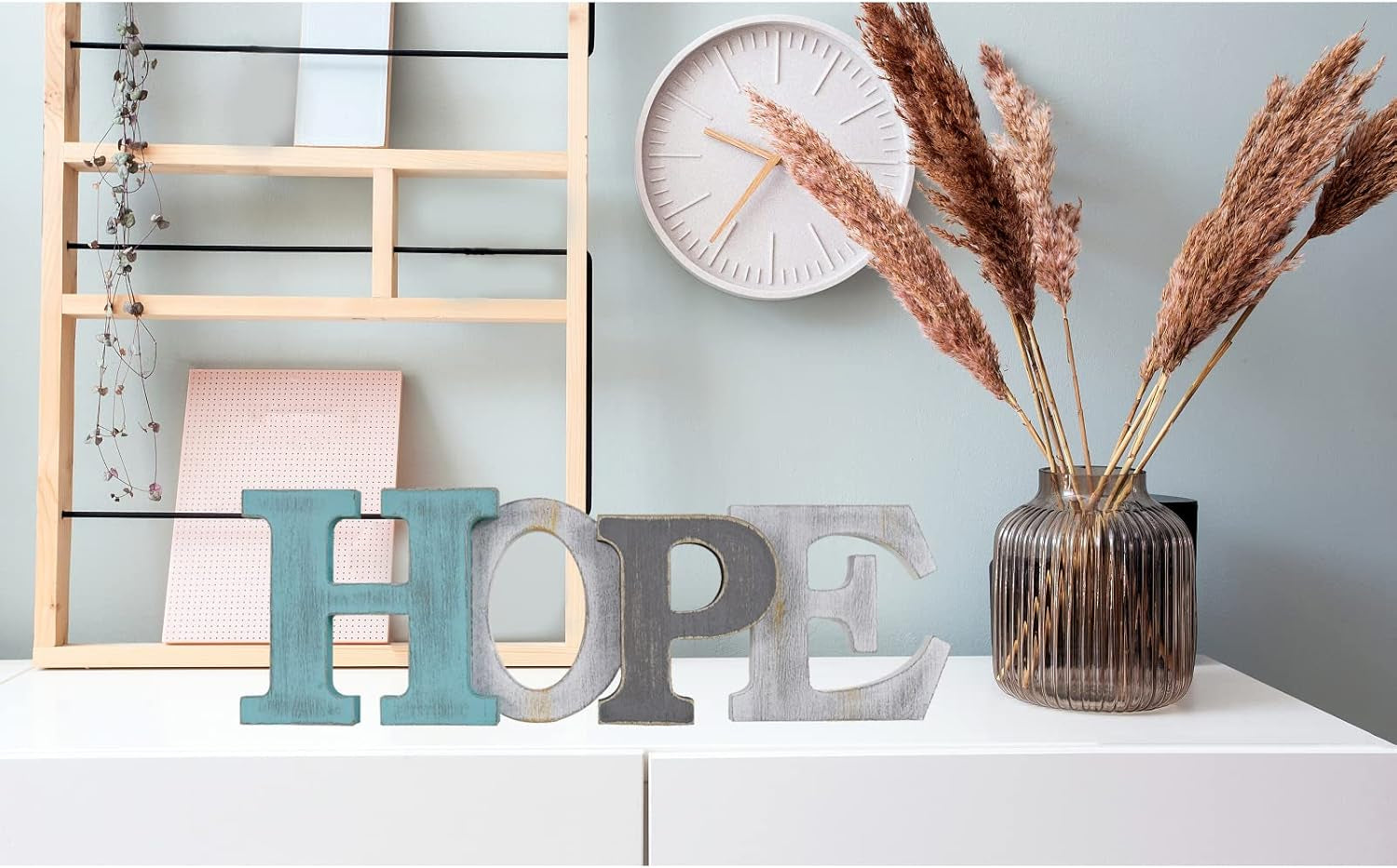 Rustic Wood Home Sign Décor, Decorative Block Word Sign Home Letters Sign, Hanging Wooden Home Cutout Word Sign Wall Décor Home Wall Decoration (Hope)