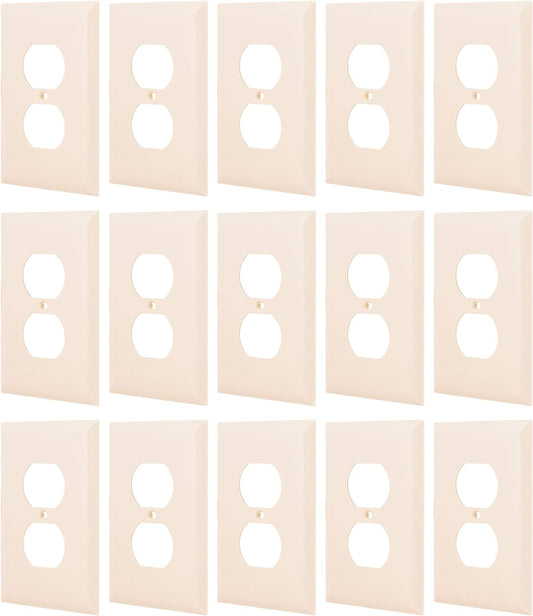 Oversized 15 Pack, Unbreakable Nylon, Wall Plate for 2 Outlet, Light Almond, 56600 Duplex Receptacle Wallplate