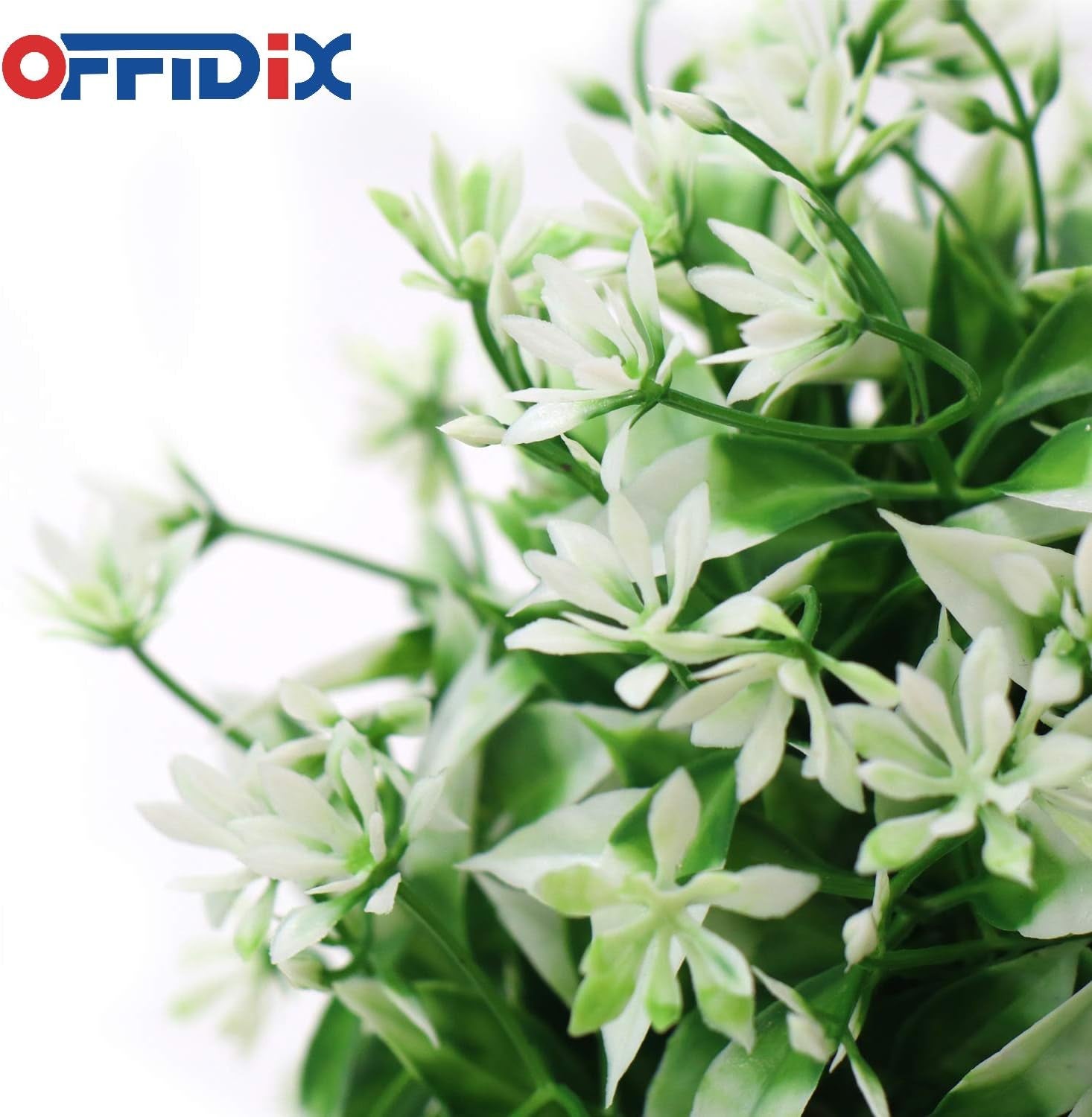 Artificial Plants,Mini Artifical Flower with Plastic White Square Pots Office Plant Topiary Shrubs Fake Plants for Bathroom,House Decorations