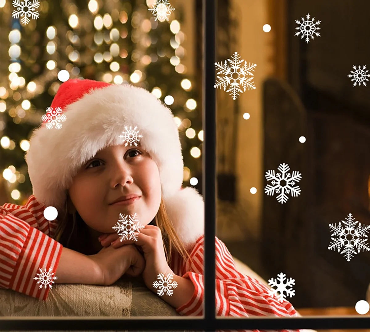 Christmas Window Stickers Clings Snowflakes Decorations for Glass Decorations Holiday Decals for Party 8 Sheets