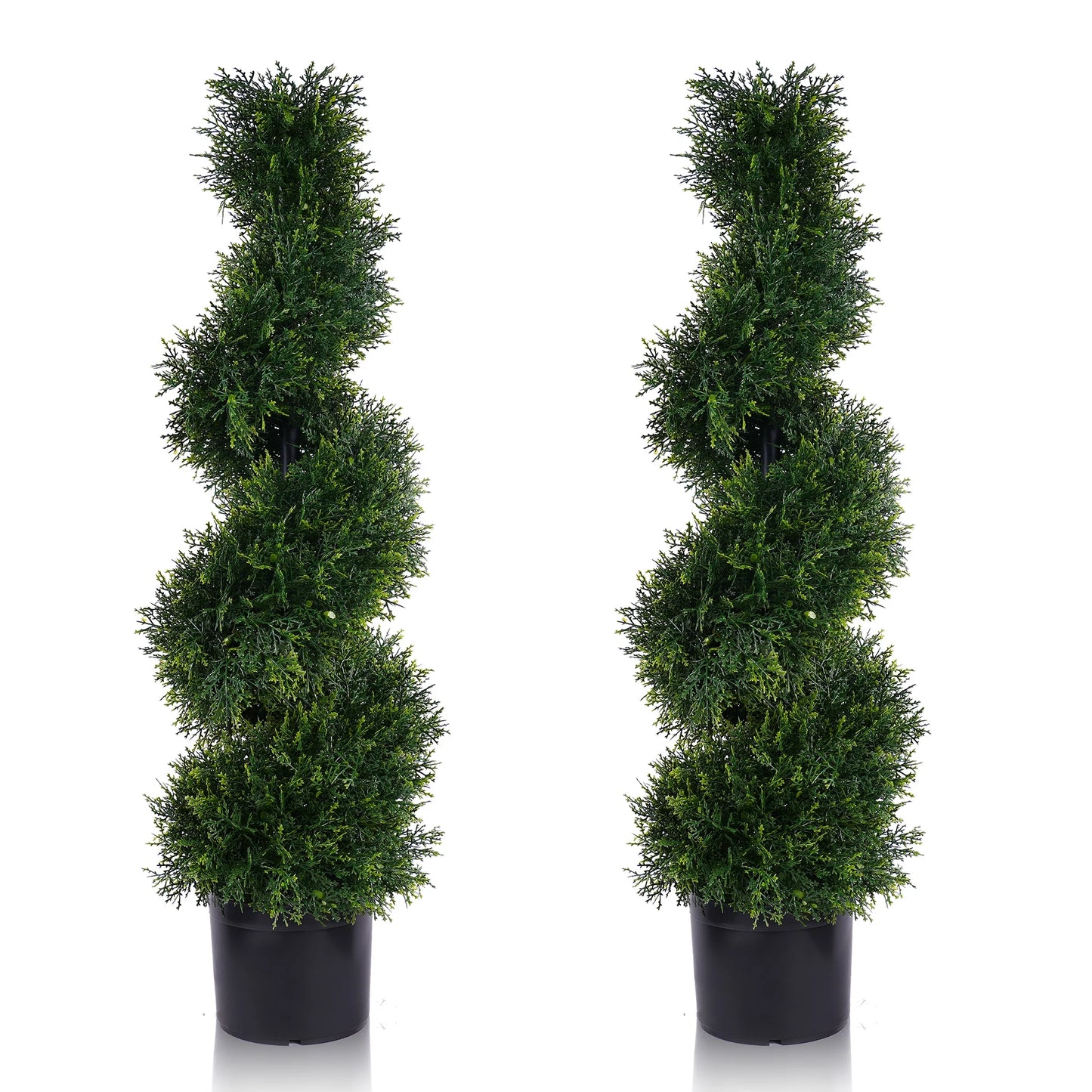3FT Artificial Spiral Cypress Tree,Topiary Trees Artificial Outdoor-Indoor Outdoor Decor - Plastic Pots - Set of 2