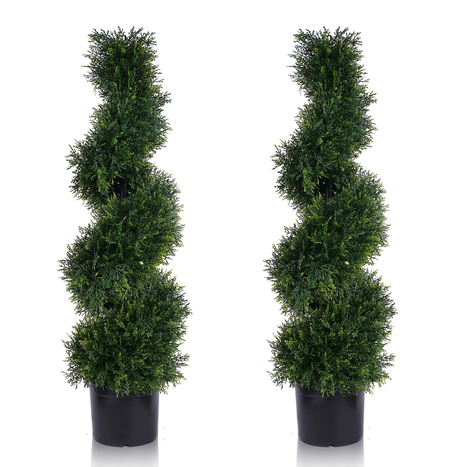 3FT Artificial Spiral Cypress Tree,Topiary Trees Artificial Outdoor-Indoor Outdoor Decor - Plastic Pots - Set of 2