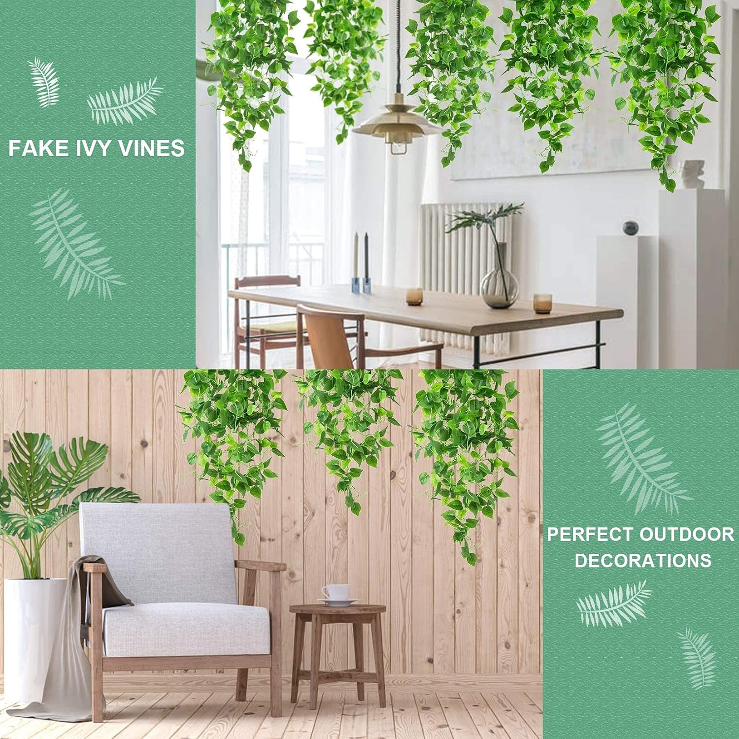 4Pcs Artificial Hanging Plants 3.6Ft Fake Ivy Vines, Fake Hanging Plants Artificial Plants for Kitchen Garden Wedding Indoor Outdoor Decoration